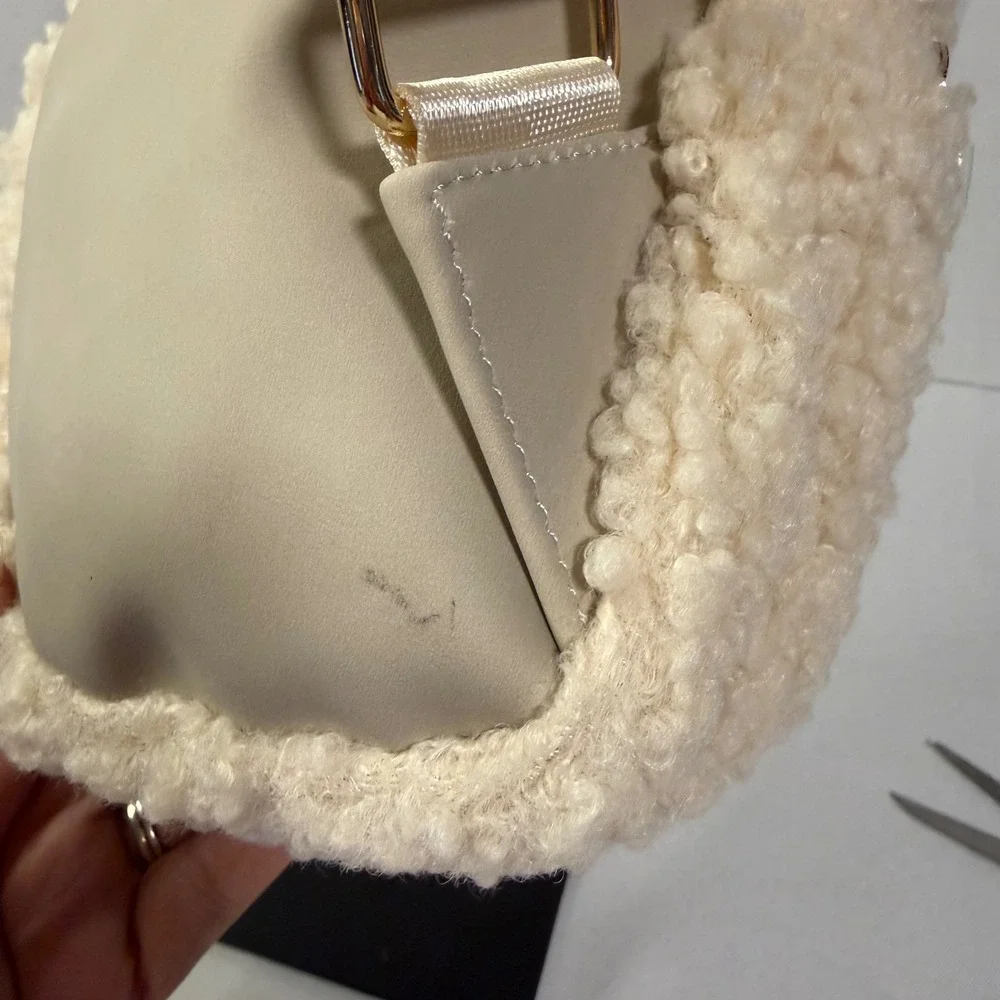 Cozy Chic I Am Sherpa‎ Sling Bag Cream Ivory Faux Shearling Crossbody Backpack